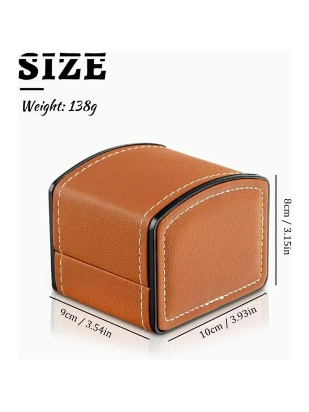 PU Leather Single Watch Travel Case with Cushion Brown Jewelry Storage Box